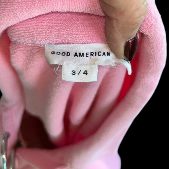 EUC Good American Pink Terry Cloth Swim Coverup Shacket Size 3/4 or Lg / XL - Picture 2 of 9